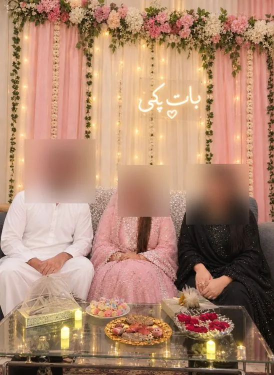Baat Pakki ceremony stage celebration with the family and couple